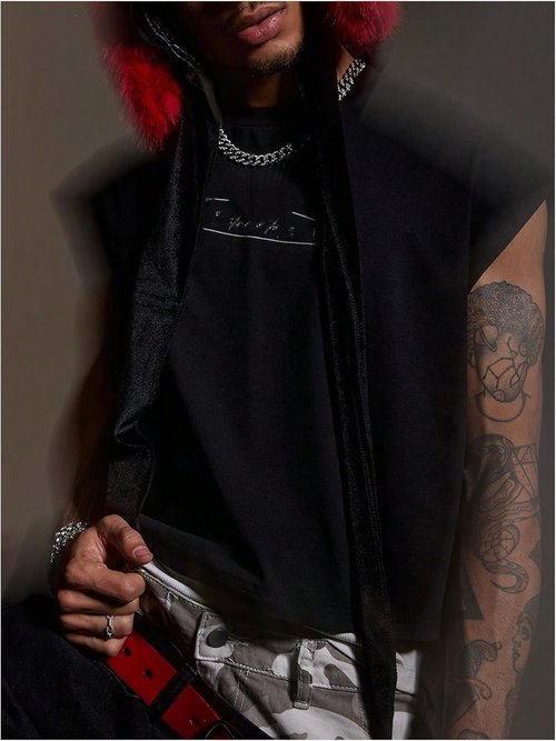 GORGLITTER Men's Crop Vest Top - Stylish Dolman Sleeve T-Shirt | Comfortable Loose Fit Pullover