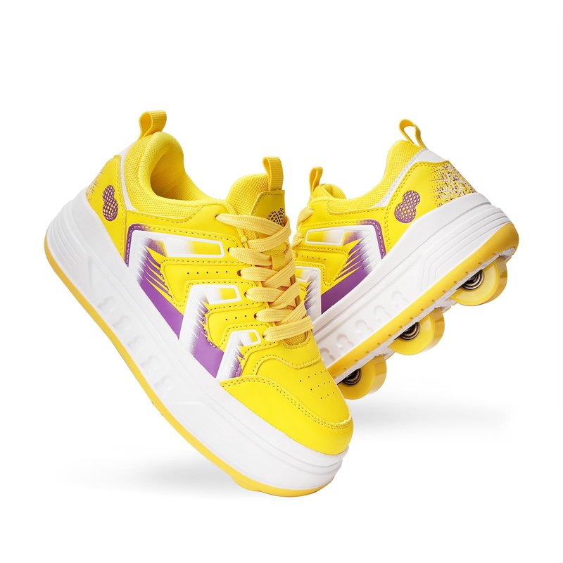 Shock-Absorbing Roller Skates Shoes for Girls - Adult Rollerblades Indoor/Outdoor Skating with Comfort Fit for Birthday Party Gift Yellow