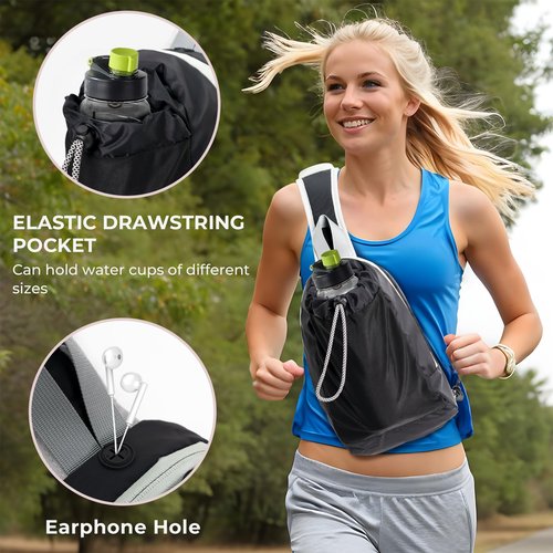 WEEKANDIGO Water Bottle Holder Sling Bag 3L Chest Pack, Waterproof Lightweight Quick-Dry Daypack for Hiking Cycling Travel (Black)