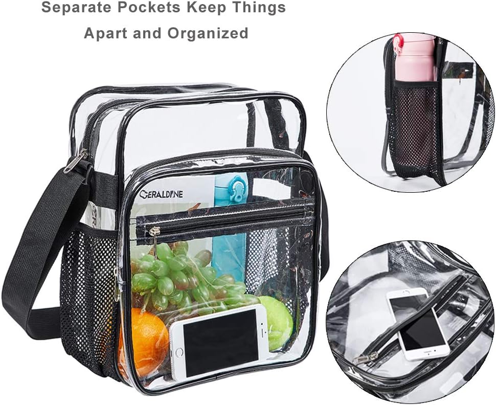 Skiennix Clear Stadium Approved Bag - Crossbody Messenger with Adjustable Strap for Events