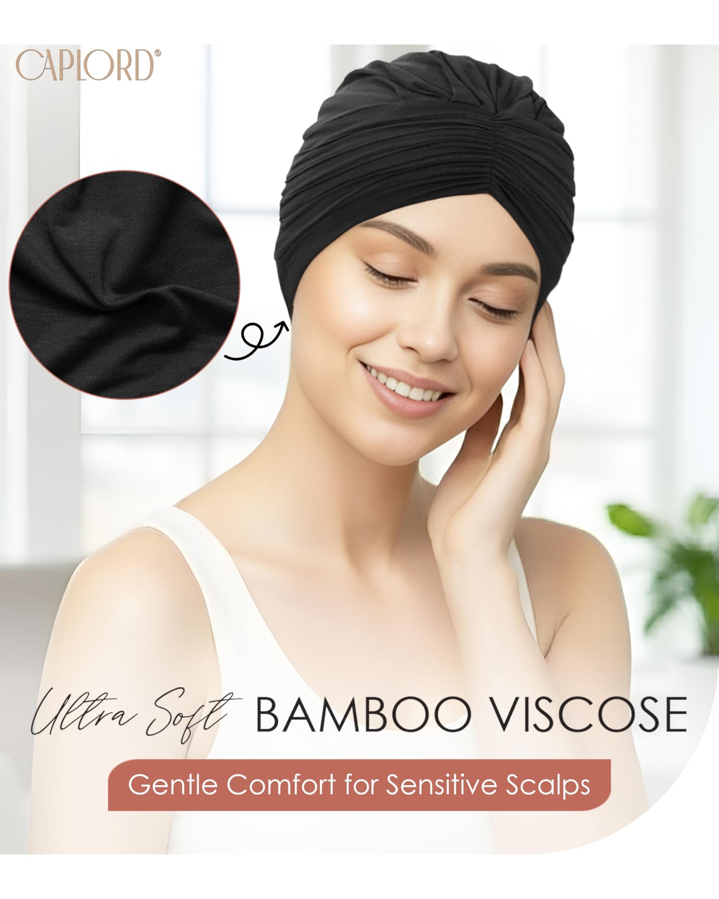 CAPLORD Elegant Head Scarf for Women with Cancer - Soft Chemo Headwear, Turban Hats, Head Coverings & Caps - Breathable Bamboo Head Wraps for Chemo Patients - Stylish Hair Loss Solution