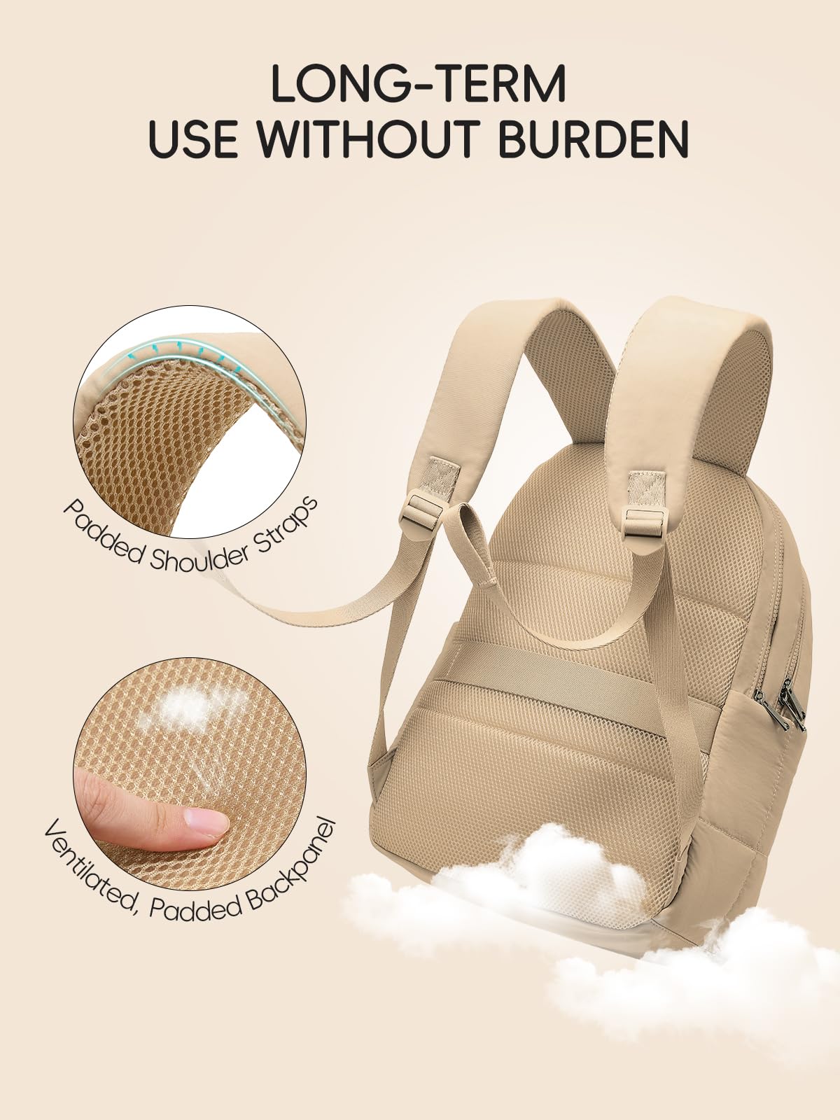 WESTBRONCO Puffer Laptop Backpack for Women Travel Backpack for Women Airplane Approved Backpack with 16'' Laptop Compartment