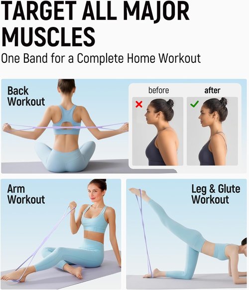 Figure 8 Resistance Bands by Upgraded | Durable Odorless Silicone for Yoga, Pilates & Therapy – Perfect for Moms