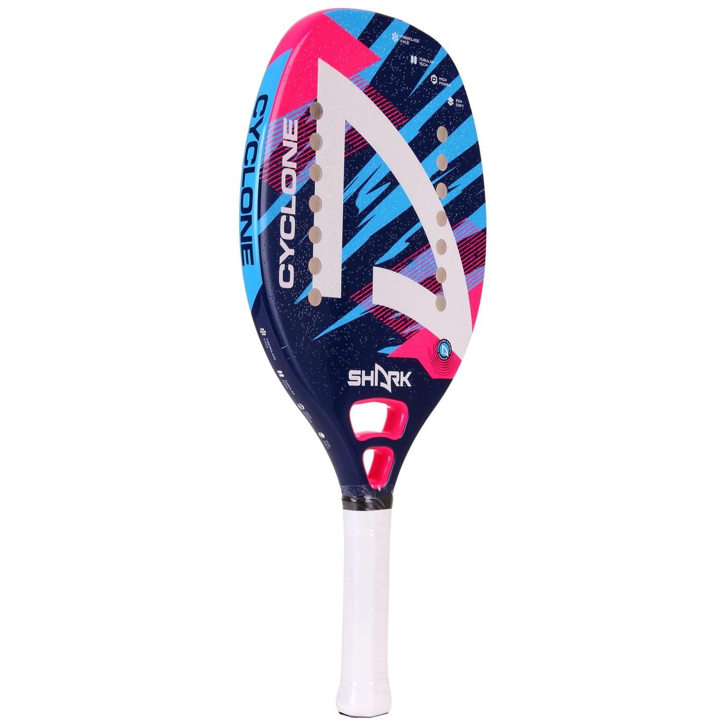 Shark Cyclone - Professional Beach Tennis Racket | Beginner Level | Fiberglass Frame | EVA Soft Core | Spin-Generating Micro-Granules | Cover Included