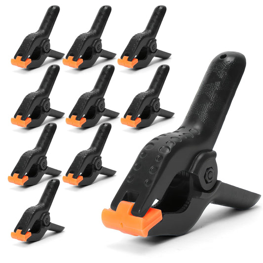 ECY Spring Clamps Heavy Duty 4.5 Inch 10 Pack - Plastic Rust Proof Clamps with Non-Slip Pads for Backdrop, Crafts, Woodworking, Photography | Multipurpose Holders for Tarps, Pool Covers & Gluing