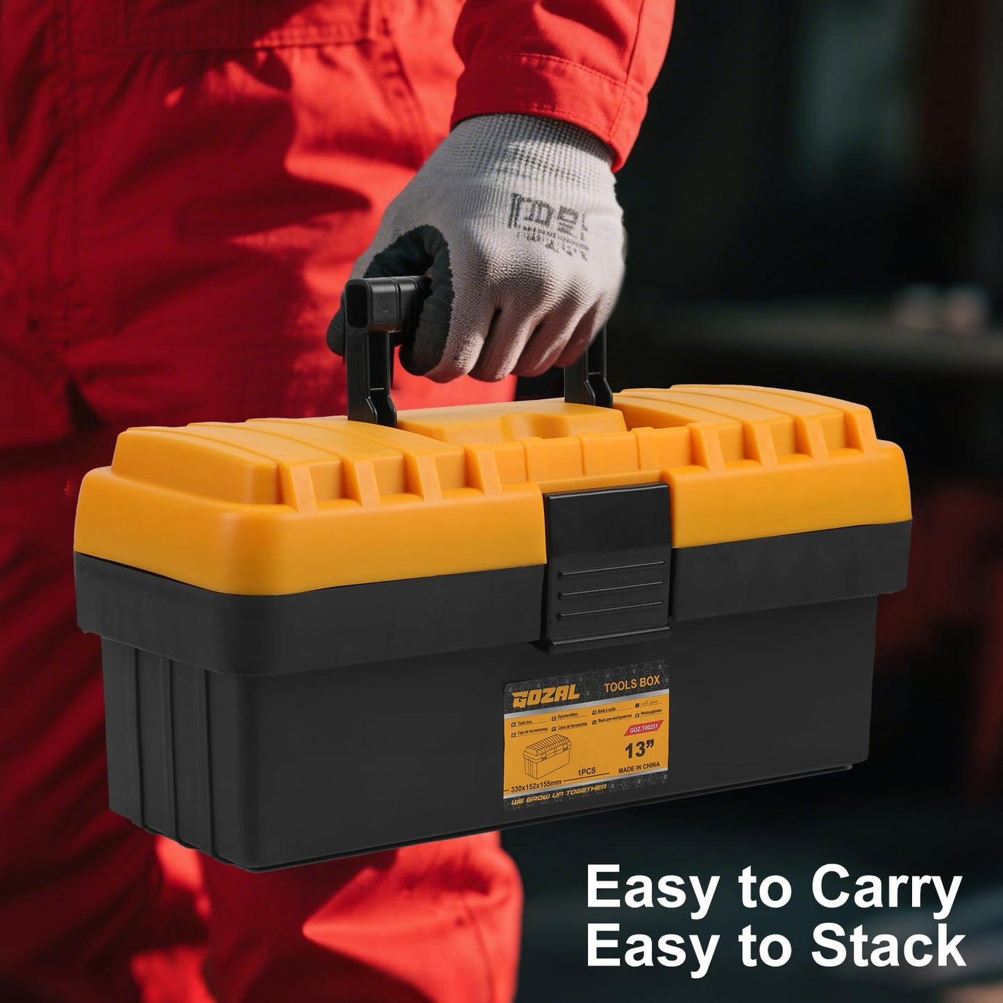 4-in-1 Toolbox Set – Stackable Tool Box Organizer with Removable Tray, Durable Tool Storage for DIY, Home Repair, Garage Tool Box, RV and Student Use (13/15/17/19 Inch)