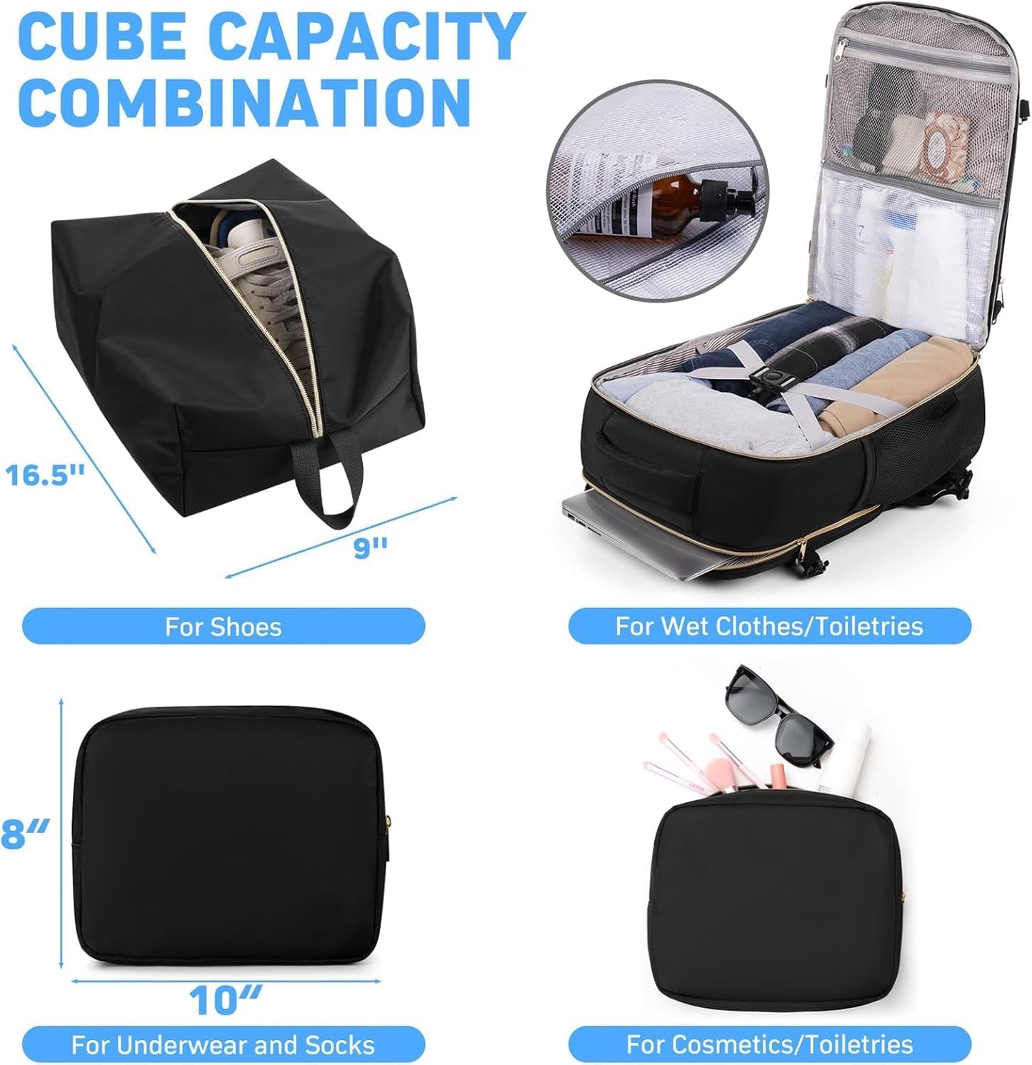 MOMUVO Large Travel Backpack - Flight Approved Carry-On with USB Charging Port | 18.4 Inch Laptop Bag