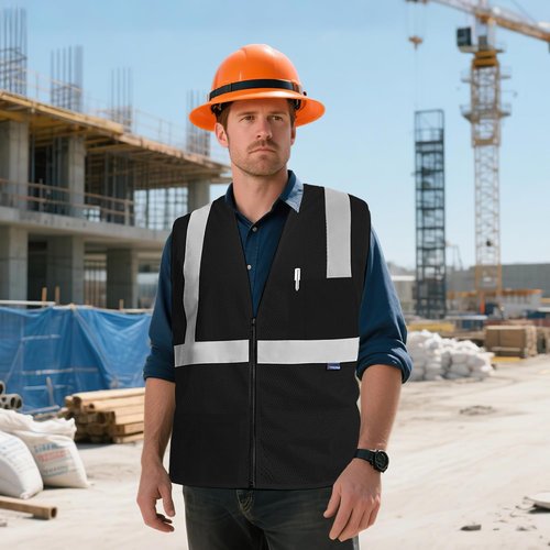 AYKRM 2 Pocket Mesh High Visibility Reflective Safety Vest for men & Women ANSI/ISEA 107 Standards