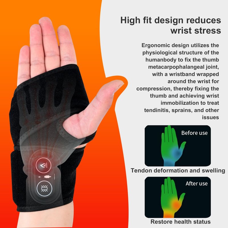 Cordless Wrist Heating Pad Wrap, Heated Carpal Tunnel Wrist Brace with Vibration, 3 Heats and Vibrations Modes, Heated Wrist and Hand Massager Pain Relief