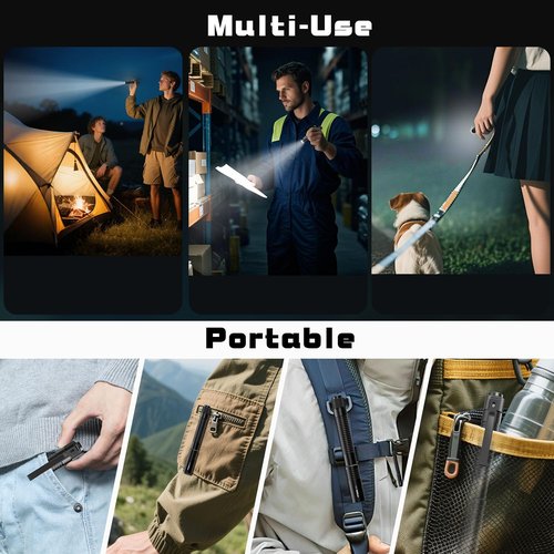 VTIGER T2A Compact EDC Flashlight,1500 High Lumens AA Rechargeable LED Flashlight, Super Bright Small Tactical Tail Switch Pocket Flash Light with Magnet for Camping,Hiking,Outdoor,Home,Emergency