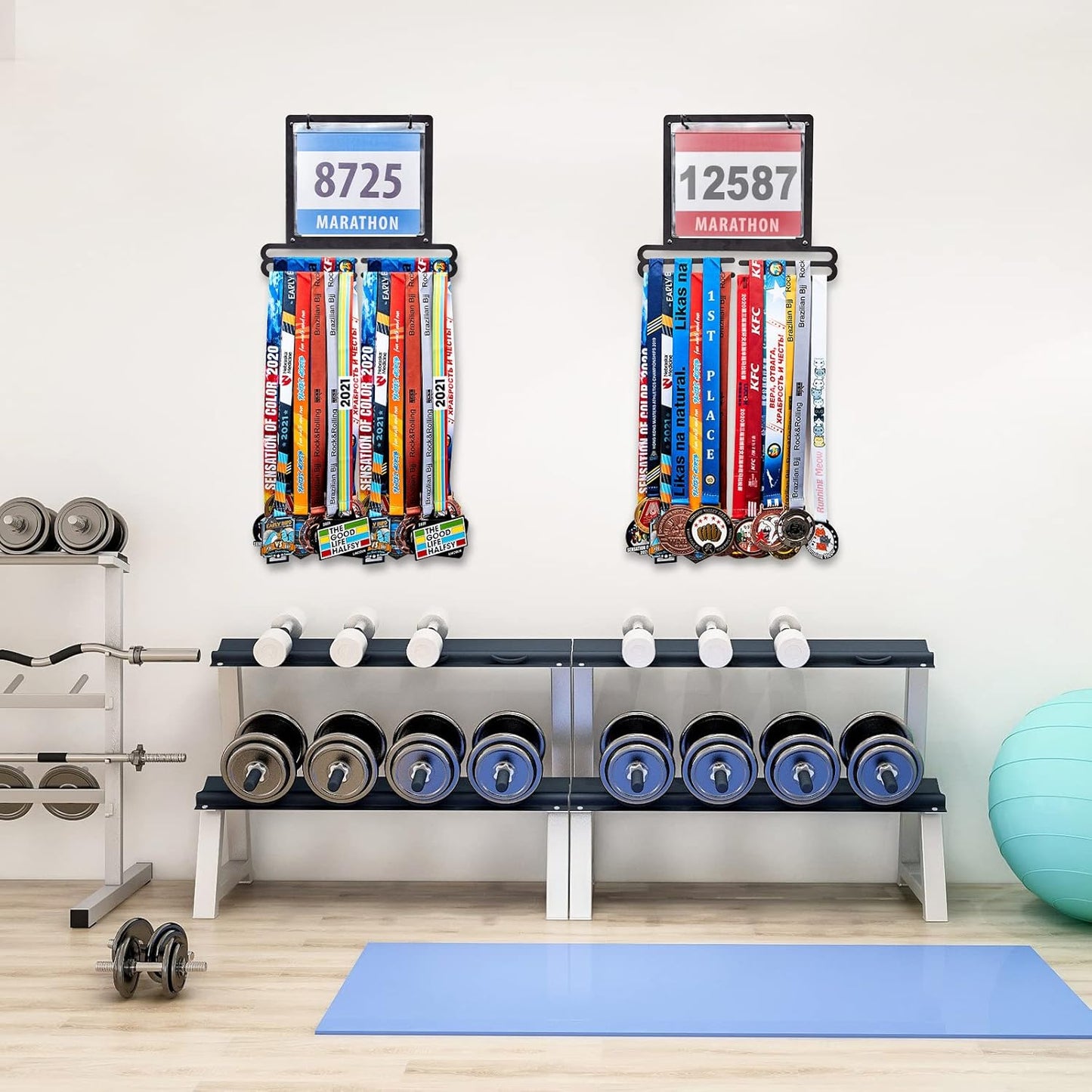 Moxweyeni Race Medal Display - Wall-Mounted Bib Holder for Runners | Perfect Gift for Athletes