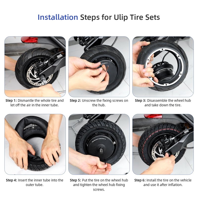 ulip 255x80 Off Road Tire with Inner Tube Pneumatic Tyre for Nanrobot Joyor Varla Eagle Apollo Ghost Zero 10X Kaabo WOLF WARRIOR MANTIS Kugoo M4 Scooter (2 tires and 2 inner tubes)