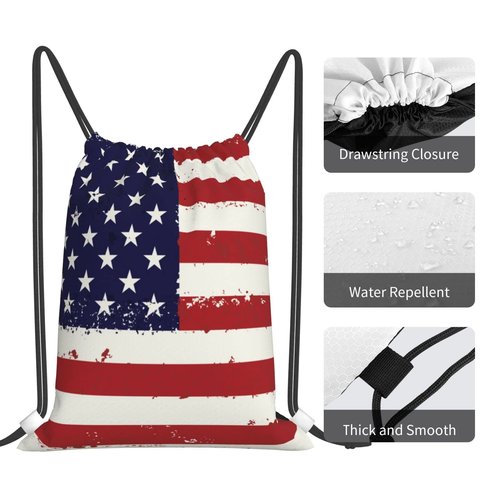 AIMASTZ Usa Flag Unisex Drawstring Backpack Bag Sport Gym Dance Travel Sackpack