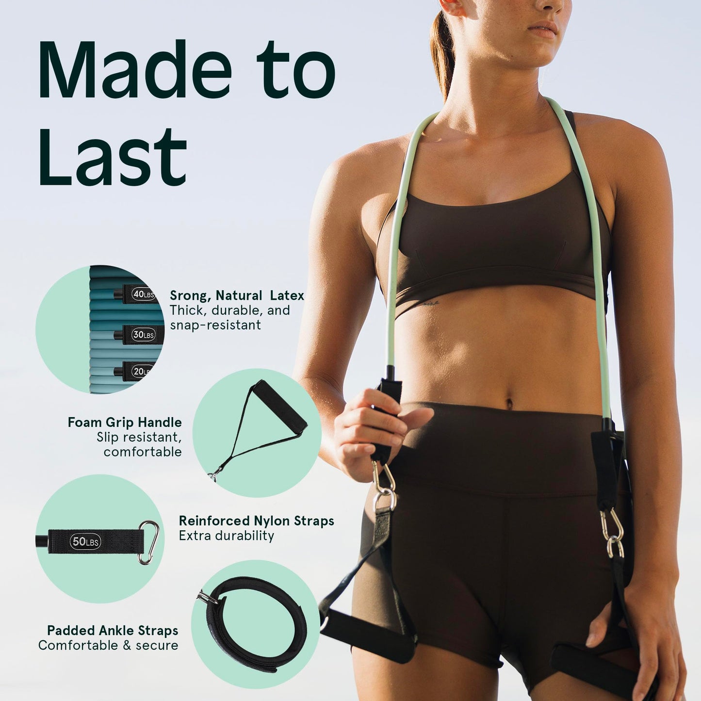 Retrospec Train Resistance Bands with Handles, Fitness, Workout, Home Gym