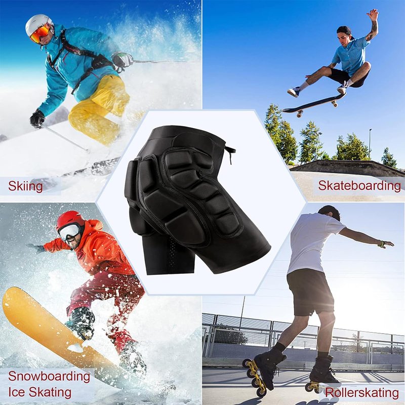 Relaxyee Impact Shorts with 3D EVA Hip & Tailbone Pads – Padded Protection for Snowboarding, Skiing & Skating | Breathable Crash Pants for Men & Women