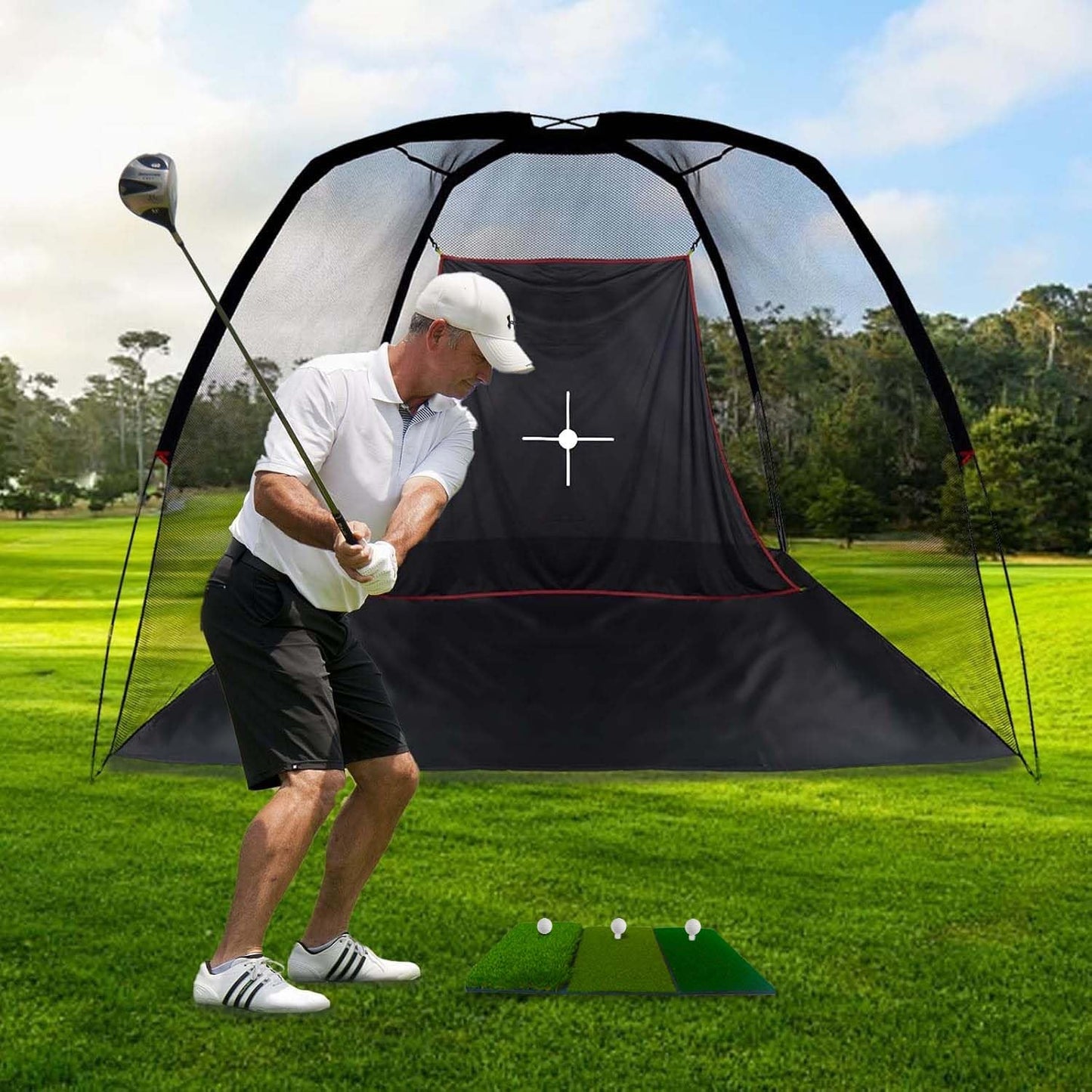 FLITURE Golf Net - 10x 6.5FT Heavy Duty Golf Practice Net with Target for Indoor Outdoor Chipping Swing Training & Hitting Accuracy - Gift for Men Dad & Golfers