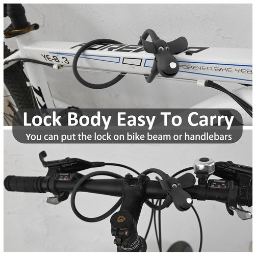 WOOQOTT Bike Cable Lock with Keys,Silicone Covered Kids Cable Lock Cartoon Lock,2 Feet Lock for Bike,Door,Skateboard,Helmet and More (Black)