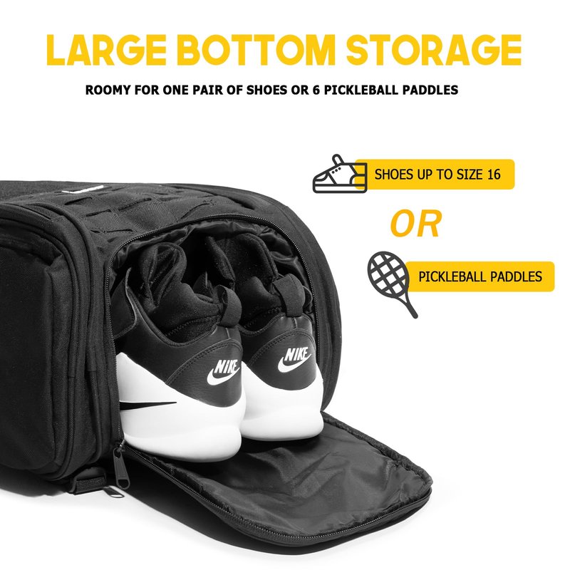 Saboos Pickleball Bag for Men and Women, Fits 6 to 8 Paddles, Large Pickleball Backpack with Shoe Compartment and Fence Hook,Pickle Ball Backpack