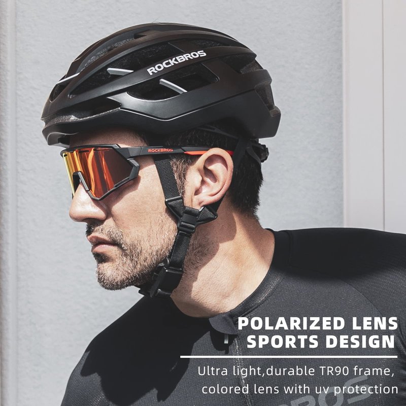 ROCKBROS Mountain Bike Glasses for Men Cycling Glasses with Interchangeable Polarized + Photochromic Lenses Sport Sunglasses