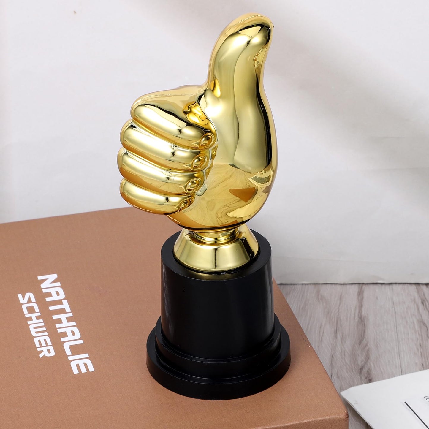 Golden Thumbs Up Award Trophy, Engraving Funny Plastic Winner Award Status Sculpture 5 Inch Gold Trophy Cups for Staff or Adults Party Favors Sports Game Job Football Competition Rewards for Humorous