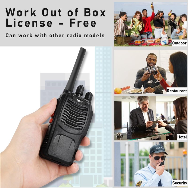 TIDRADIO Walkie Talkies Long Range Two Way Radios with 6-Way Multi Unit Charger, Acoustic Tube Headset & Mic, Hands Free VOX, Frequency Copy, Flashlight for Adults School Church Camping- TD-V2, 6 Pack