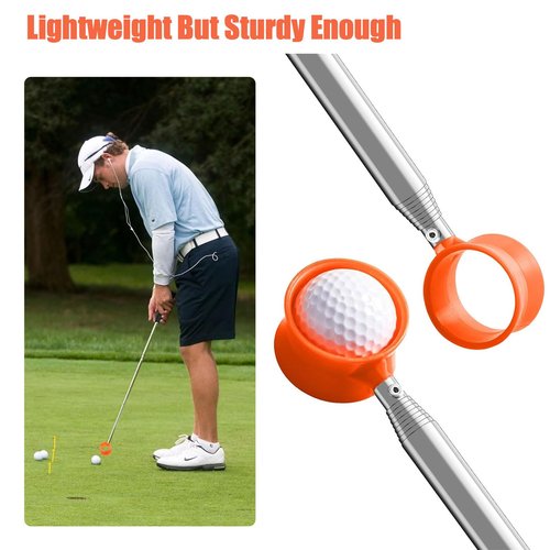 Golf Ball Retriever Telescopic, 12Ft Aluminum Alloy Golf Ball Retriever for Water, Ball Retriever Tool Golf Ball Grabber, Telescopic | Two-Sided | Easy Grab Ball | Golf Gifts for Men & Golfers