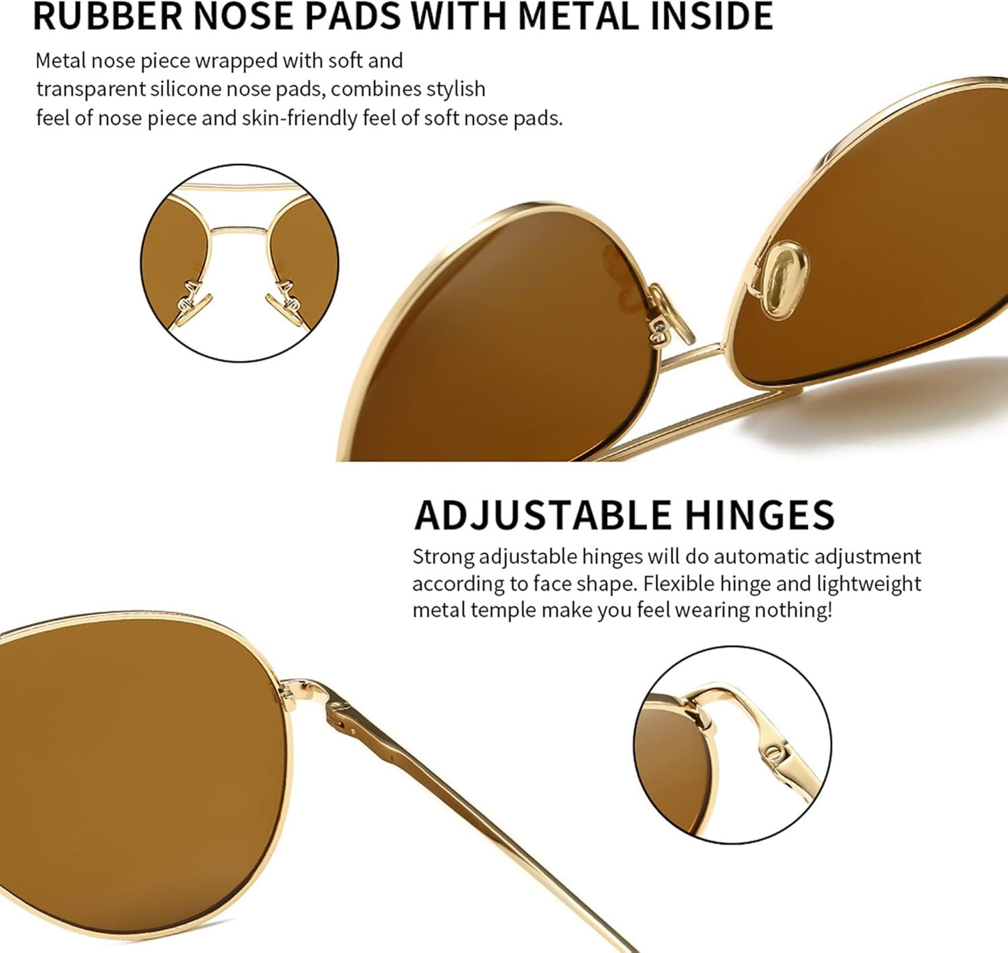 SUNGAIT Women's Aviator Sunglasses - Lightweight Oversized Design with Mirrored Polarized Lenses