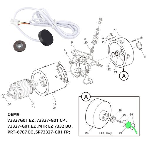 Roykaw 36v Golf Cart Speed Sensor with Magnet Compatible with EZGO TXT/Shuttle/ST Express/ST Sport with PDS 2000-up Electric Golf Carts, Replace OEM# 73327-G01, 73328-G01
