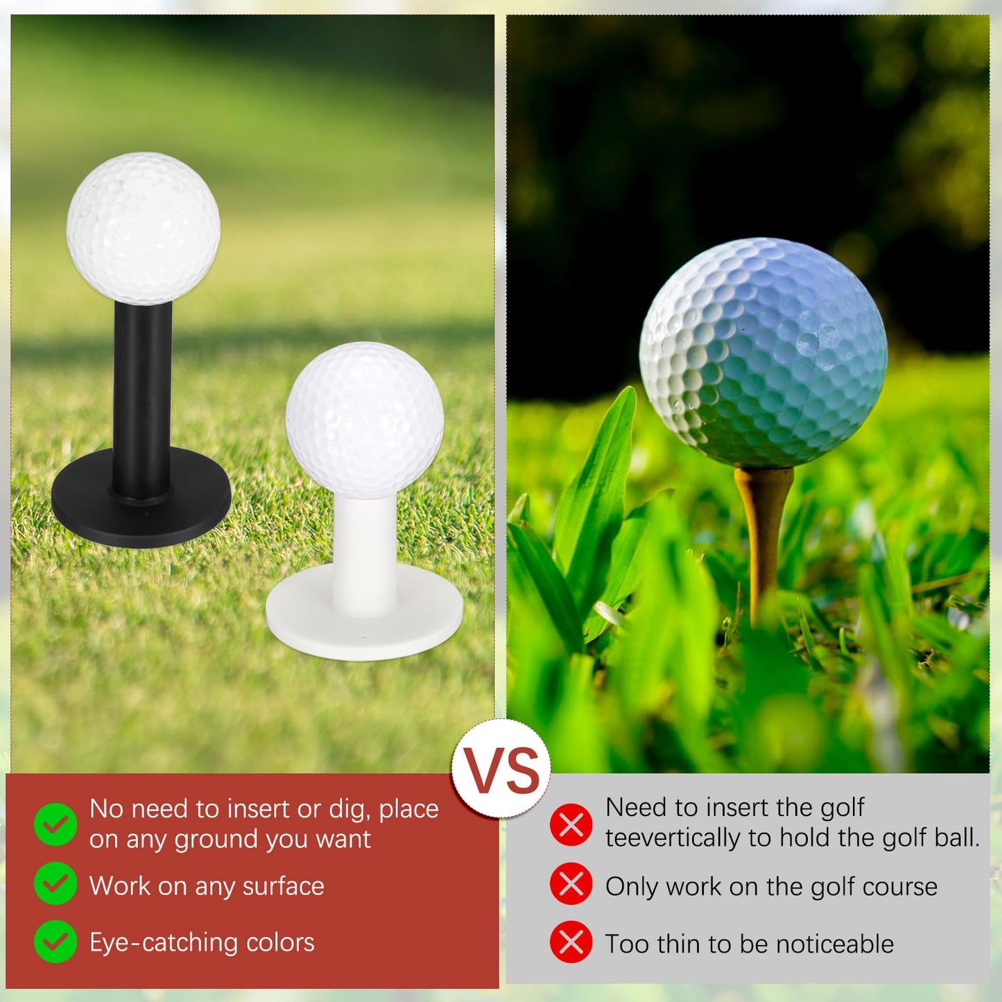 TIXIPEM 3.46IN Rubber Golf Tees [8PCS] - Flexible Stable Ball Holder Use for Home & Outdoor & Indoor Tall Training Driving Range - [White] Hitting Mats