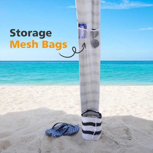 Beach Cabana - 6FT Beach Umbrella with UPF 100+ UV Protection & Sunshade Curtain - Waterproof Tent - Portable Shade, Easy to Set Up, Perfect for Family & Friends, Navy Blue