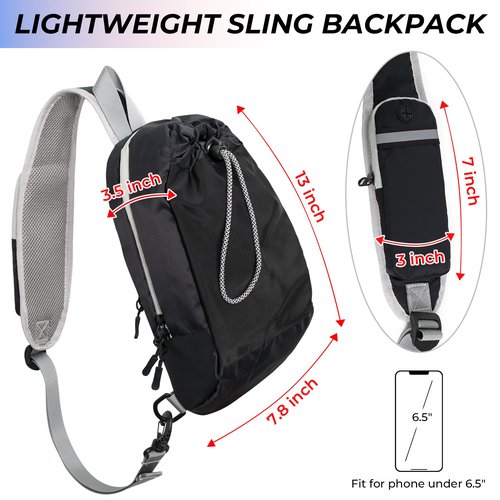 WEEKANDIGO Water Bottle Holder Sling Bag 3L Chest Pack, Waterproof Lightweight Quick-Dry Daypack for Hiking Cycling Travel (Black)
