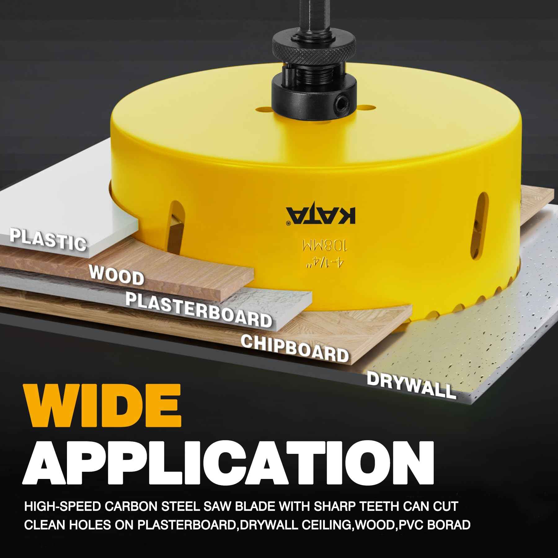 KATA 4 Hole Saw for Recessed-Lights: 4-1/4 in Hole Saw with Silicone Dust Bowl - Installing 4 Inch Led Recessed Ceiling Lights for Drywall - Hole Cutter with Dust Catcher for Can Lighting