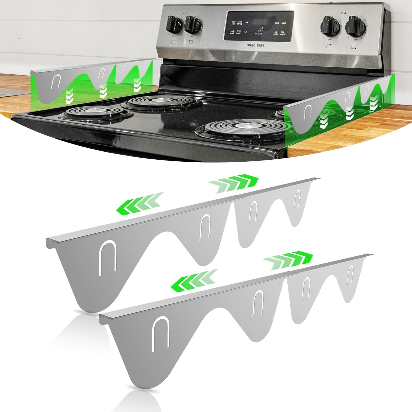 Stainless Steel Stove Gap Covers, Range Oven Gap Filler, Retractable Length 13.8" to 27.5", Counter Gap Guards Heat Resistant and Easy to Clean, 2PCS, Silver