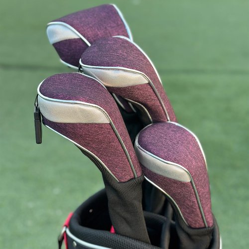 Andux 3pcs/Set Nylon Golf Wood Club Head Covers 460cc Driver Covers with Long Neck Fuchsia