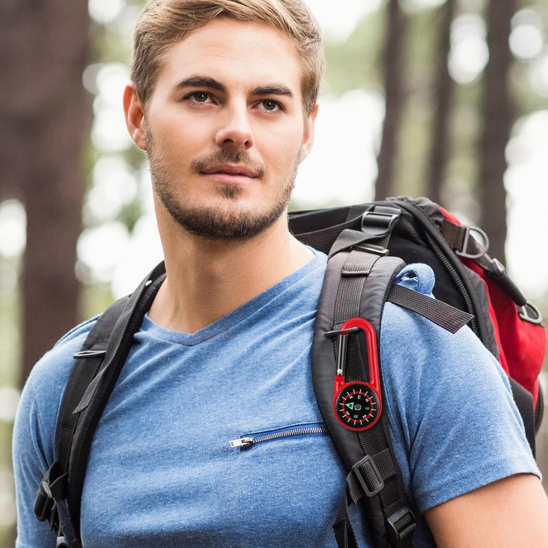 STOBOK 24pcs Keychain Compass Metal Carabiner Compass Small Pocket Clip On Compass Portable Mini Compass Keychain for Outdoor Hiking Camping Emergency Backpacking