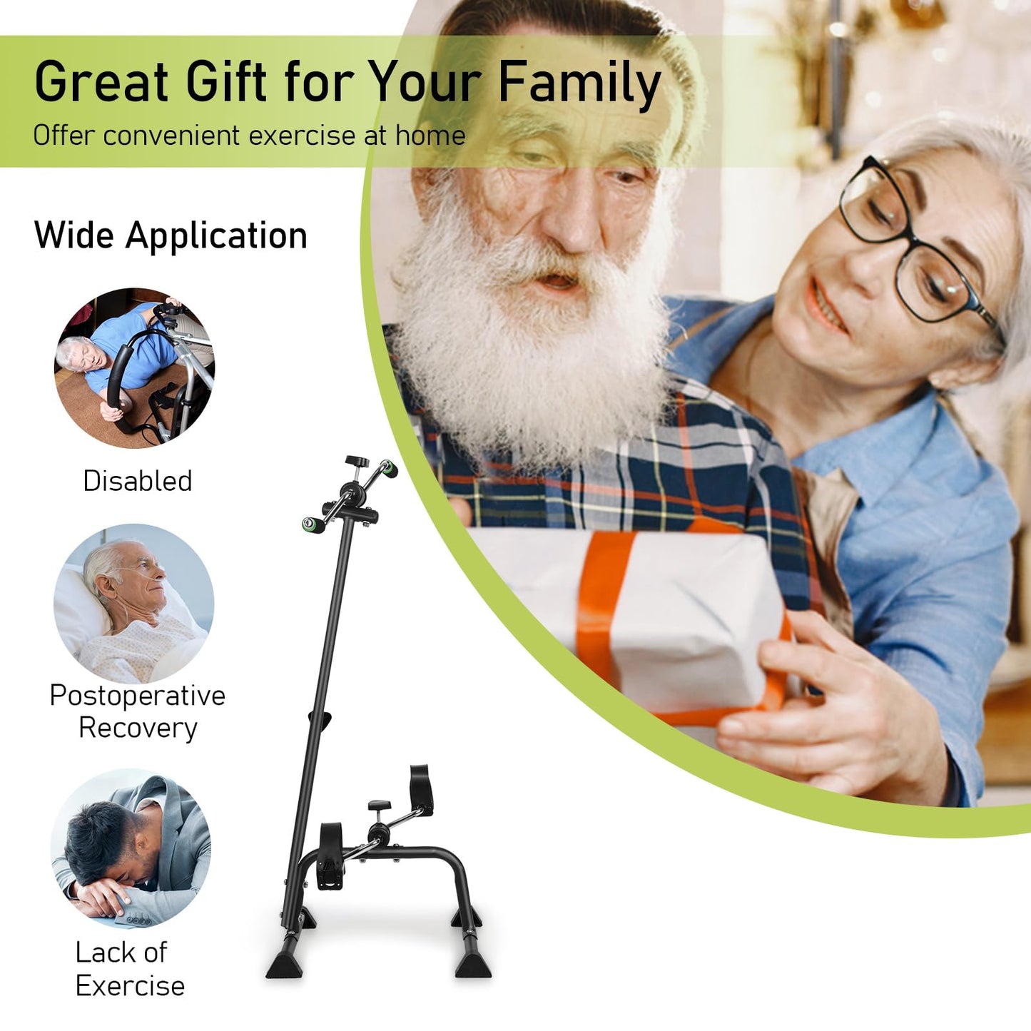 Wilitto Pedal Exerciser Bike, Elderly Exercise Bike,Hand Arm Leg Knee Peddler, Adjustable Fitness Equipment for Seniors, Elderly Home Pedal Exercise Bike for Total Body Black