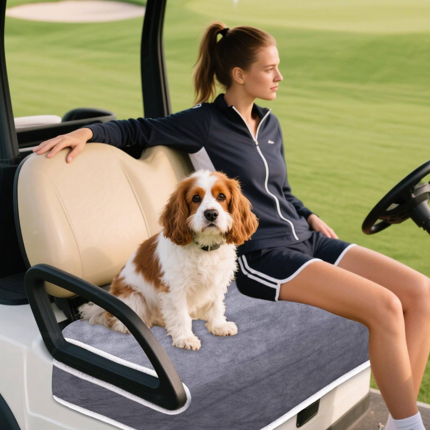 Klmnop Golf Cart Seat Covers, 100% Microfiber Golf Cart Seat Towel Blanket Soft and Comfortable, Universal Fits EZGO Club Car, Yamaha and More 2-Seats Cart 51''x 31''(Darkgrey)