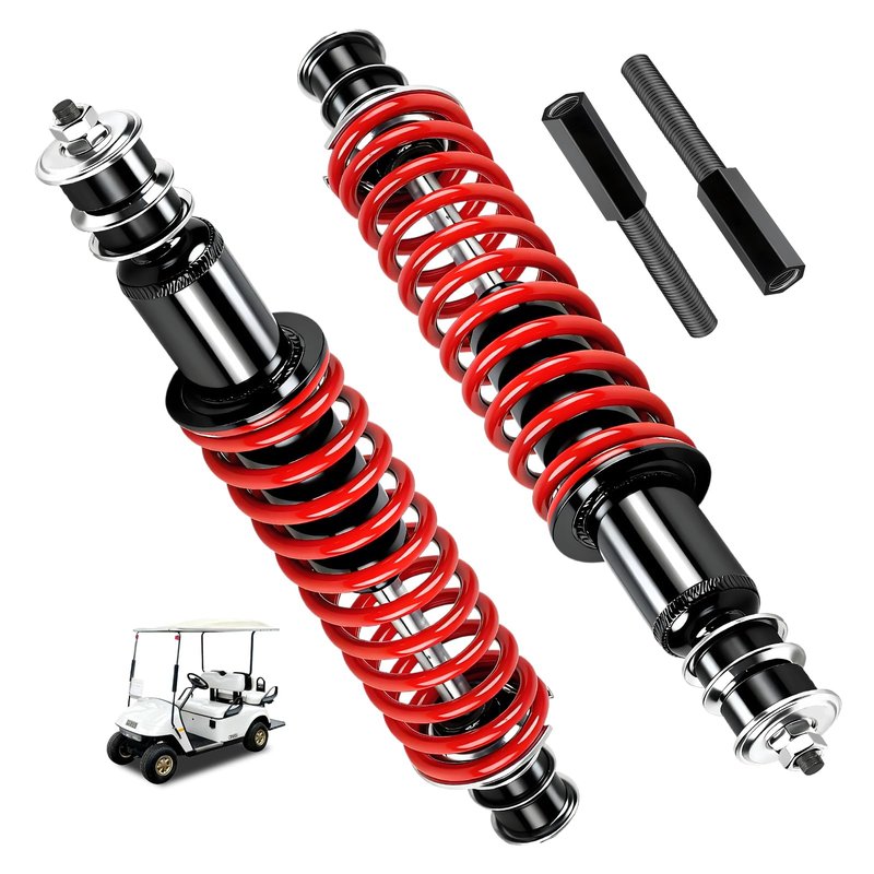 Golf Cart Shocks Front or Rear Heavy Duty Coil Springs For EZGO TXT 1994+ / Medalist G&E Model, Replace OEM#70928-G01 76418-G01 Included Extender for Lifted Golf Cart Red