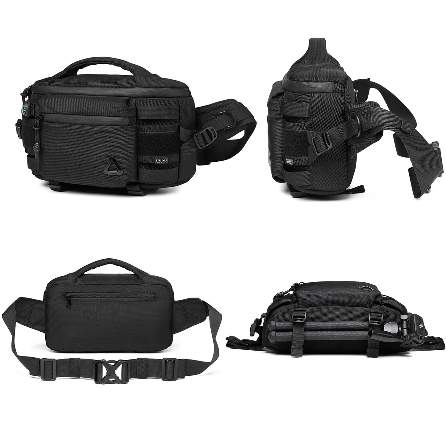 LPPJY Sling Backpack Crossbody Sling Bag Chest Bag Daypack Fanny Pack For Men Women Waterproof Casual Pack Sling Bag for Tactical Outdoors Hiking Traveling Running Sport Work (Black)