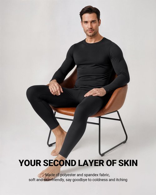 JZCreater Thermal Underwear for Men, Mens Long Johns Thermal Underwear Set, Fleece Lined Base Layer for Cold Weather Dark Gray