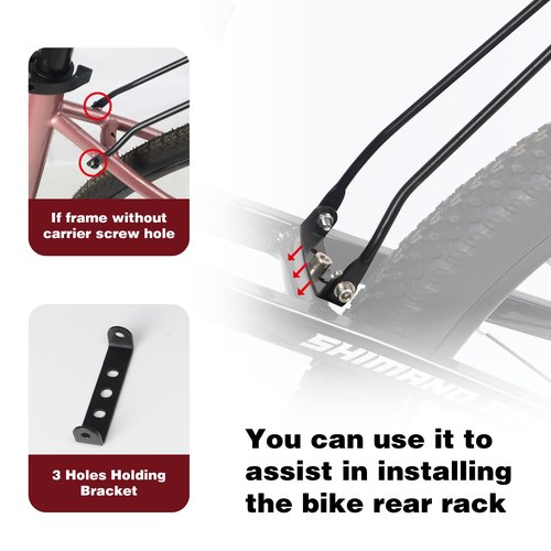 GRELiving Rear Bike Rack – Universal Bicycle Cargo Carrier for 26”-29”MTB, 700c Road Bike, Commuter & Classic Bikes | Lightweight Aluminum Pannier Rack (Fits Disc/Non-Disc Brakes)