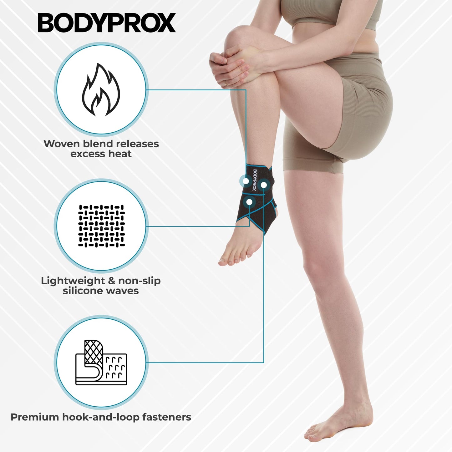 Bodyprox Ankle Support Brace 2 Pack, Adjustable Compression Ankle Braces for Sports Protection, One Size Fits Most for Men & Women