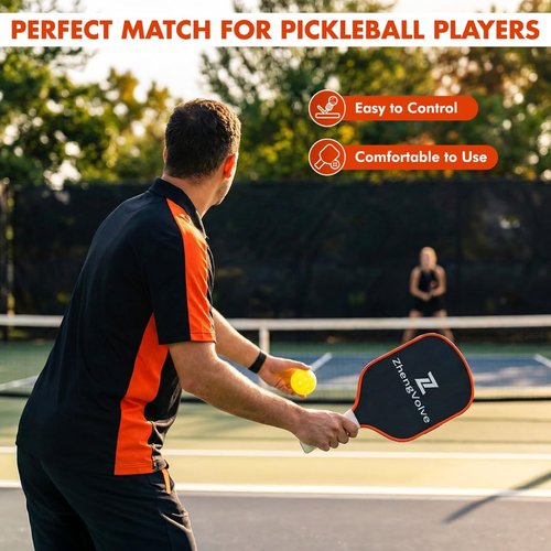 ZhengVolve Pickleball Paddle T300 Raw Carbon Fiber with 16mm PP Honeycomb Core, Elongated Anti-Slip Handle for Power, Spin, Control & Speed Pickleball Racket