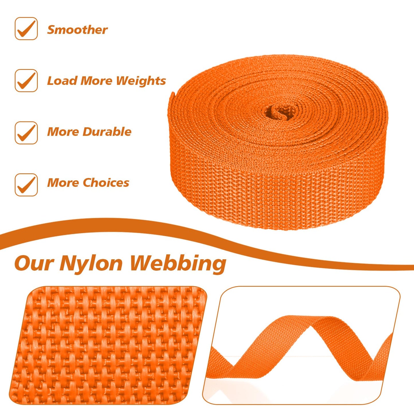 Nodaaiie 12 Rolls Polypropylene Webbing Strap, 1 Inch Heavy Duty Webbing for DIY, Outdoor Gear, Furniture Repair, 5 Yards per Roll, Multicolor