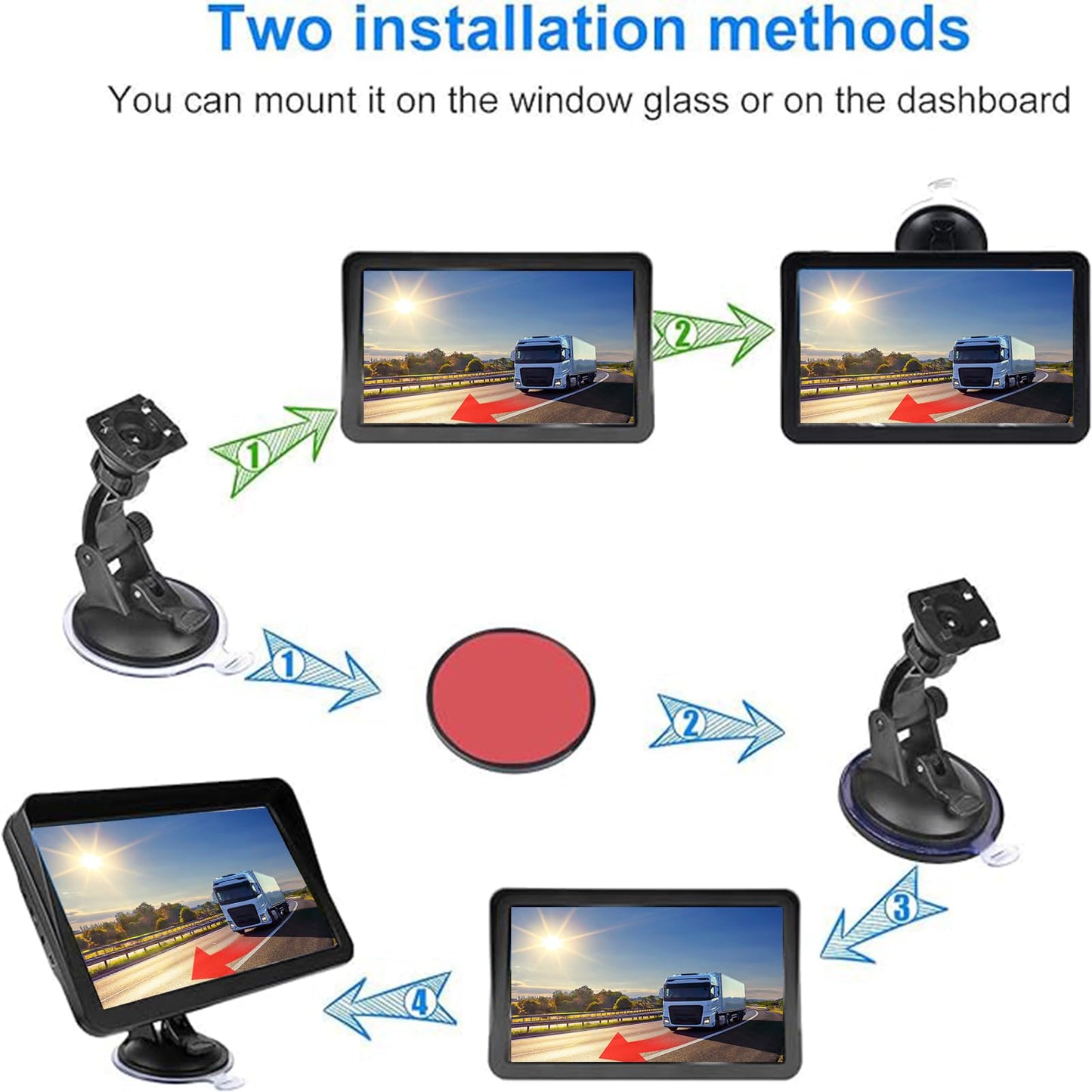 GPS Navigator for Car, Truck GPS 9 Inch Touch Screen, Latest 2025 Maps for Car GPS, RV GPS Support Voice Turn-by-Turn Guidance, Speed and Red Light Warning, Custom Truck Routing