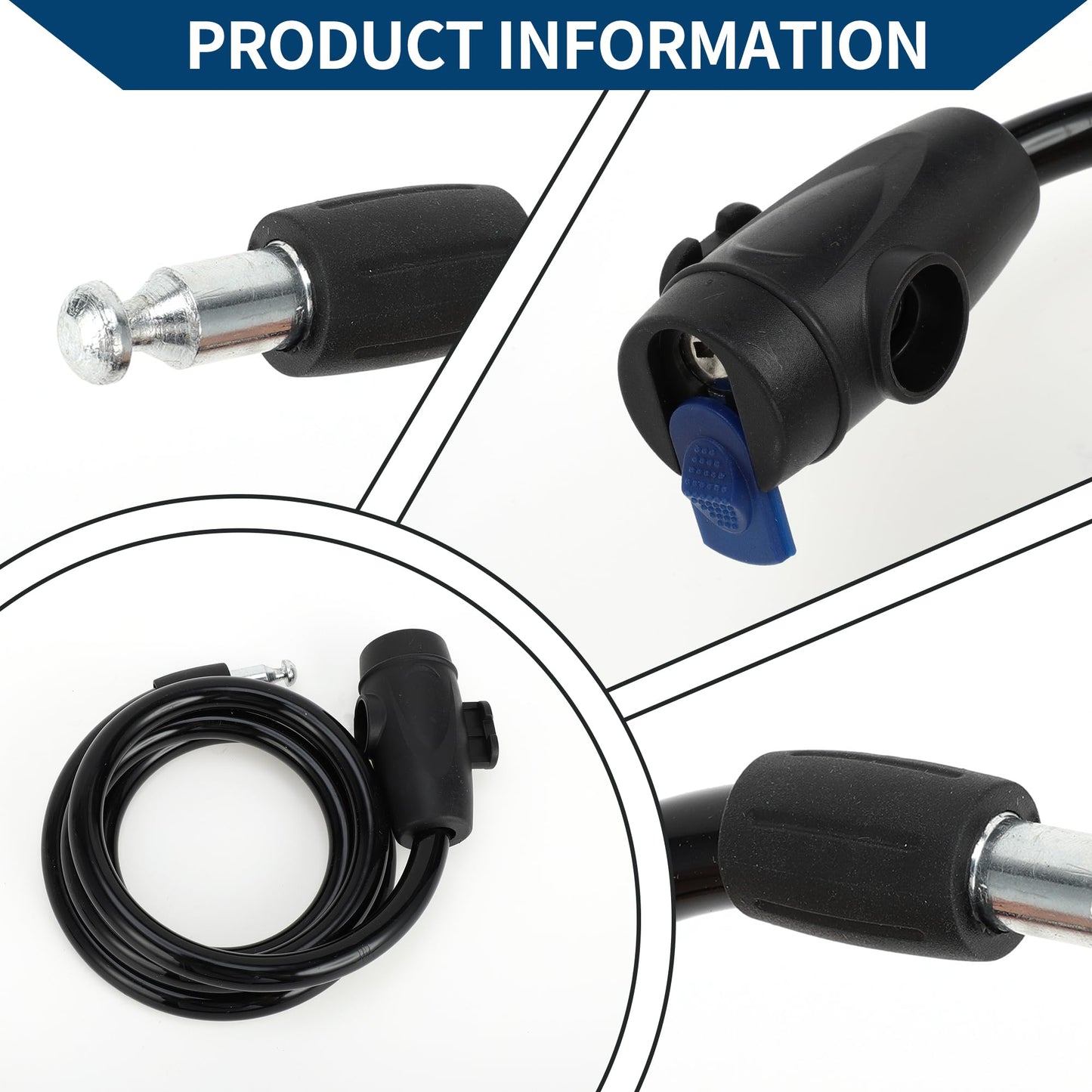 Hihaha Bicycle Lock with Lock Frame/Bicycle Padlock Cable Lock Spiral Lock for Mountain Bike Road Bike/Cable Lock ABS Metal 120cm / 1 Set Black