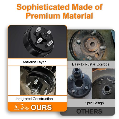 Cartalia Golf Cart Brake Drum Hub Assembly for EZGO TXT PDS 1982-up Electric & 1982-1993 2-Cycle Gas Models, 3/4-Inch Hole 24 Tooth Star Spline Drum with Nuts Replaces OEM# 19186G1P 19186-G1 (2 Pcs)