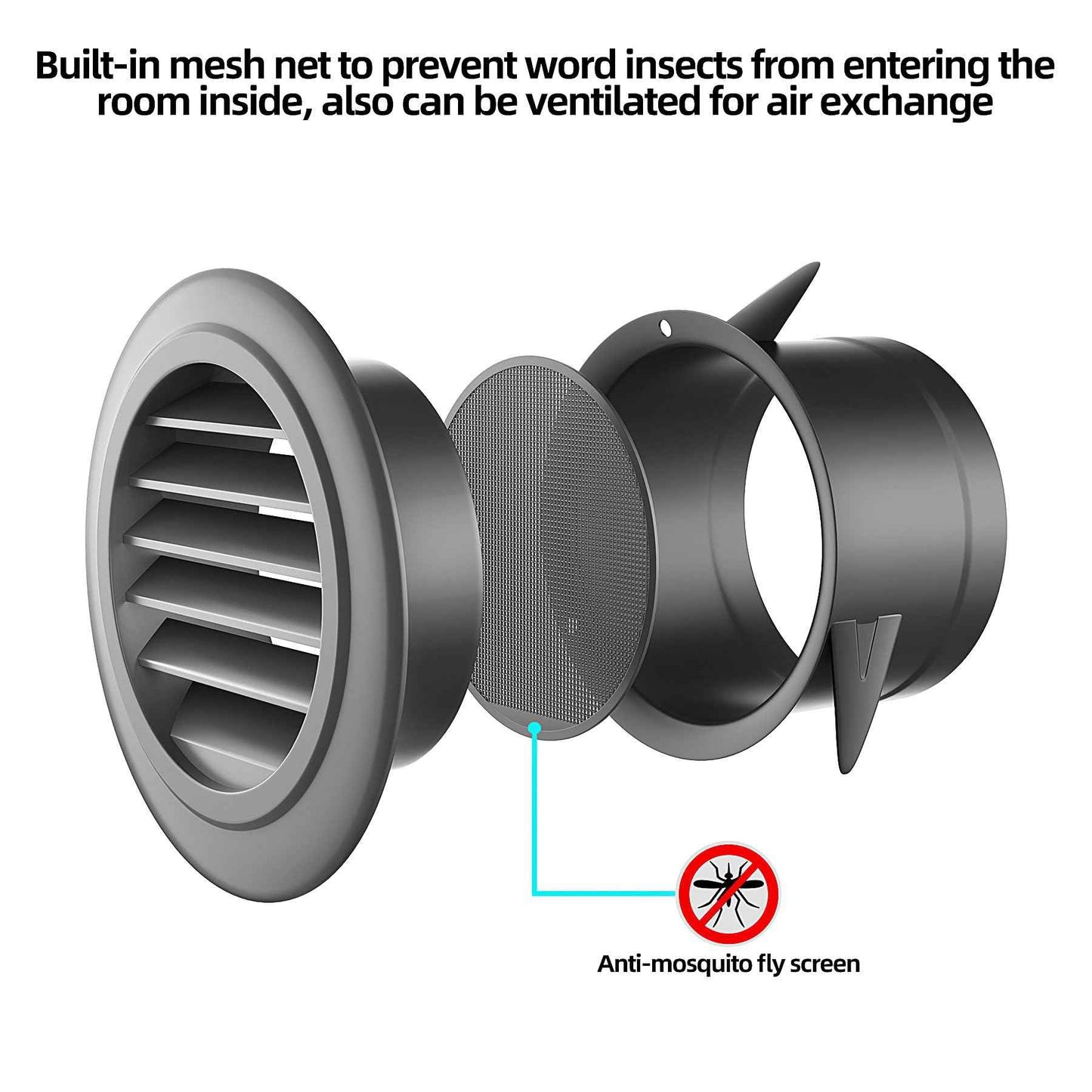 4 Pack 4 Inch Soffit Vent for Exhaust Fan with Built-in Mesh Screen, Black Round Soffit Exhaust Vent Cover ABS Louver Grille Cover, Eve Dryer Vent for Bathroom Office Kitchen (4 pack 4in-black)