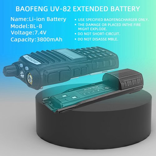 BAOFENG UV-82 Battery,Upgrade 3800mAh High Capacity Extended BL-8 Battery with Type-C Charger for BAOFENG UV-82 UV-82L UV-82C UV-89 GMRS Series Two-Way Radio (2Pack)