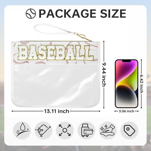 Baseball Gift Bags | Clear Chenille Letter Zipper Pouch - Portable Treat Bags for Team Gifts